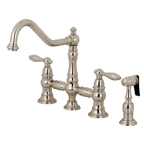 Kingston Brass Kitchen Faucet W/ Side Sprayer, Brushed Nickel KS3278ALBS